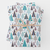Winter Patterns with Stars in Purple and Teal Geschenkpapier Set (Beispiel)