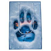 Winter Paw Print Tote Bag Mittlere Geschenktüte (Rückseite)