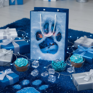 Winter Paw Print Tote Bag Mittlere Geschenktüte