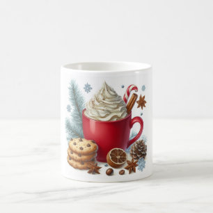Winter peitschte heißer Kaffee in einer roten Tass Kaffeetasse