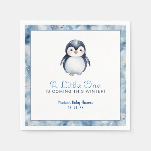 Winter Penguin Baby Dusche Napkins Serviette (Vorderseite)