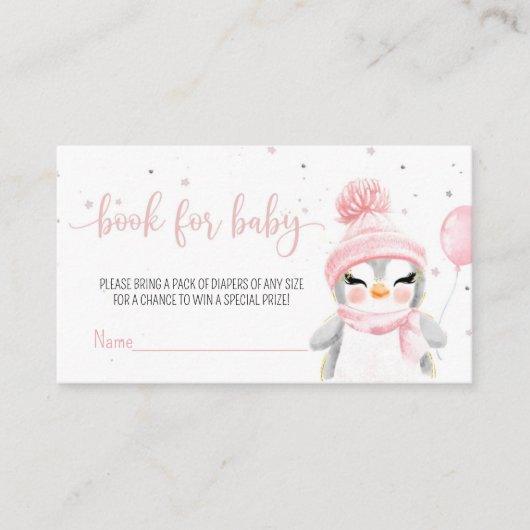 Winter Penguin Babydusche Begleitkarte (Vorderseite)
