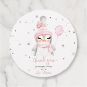 Winter Penguin Babydusche Geschenkanhänger (Vorderseite)