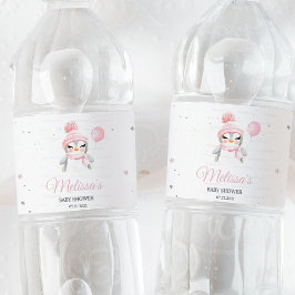 Winter Penguin Babydusche Wasserflaschenetikett