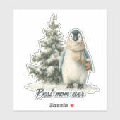 Winter Penguin “Best Mom Ever” Design Aufkleber (Blatt)