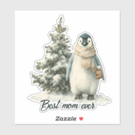 Winter Penguin “Best Mom Ever” Design Aufkleber