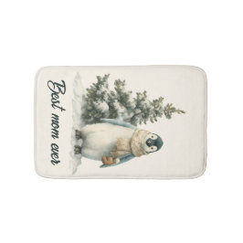 Winter Penguin “Best Mom Ever” Design Badematte