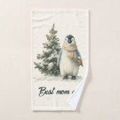 Winter Penguin “Best Mom Ever” Design Badhandtuch Set (Handtuch)
