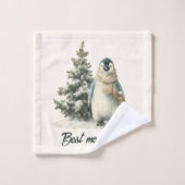 Winter Penguin “Best Mom Ever” Design Badhandtuch Set (Waschlappen)