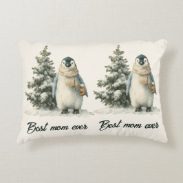 Winter Penguin “Best Mom Ever” Design Dekokissen