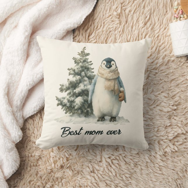 Winter Penguin “Best Mom Ever” Design Kissen (Decke)