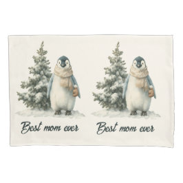 Winter Penguin “Best Mom Ever” Design Kissenbezug