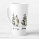 Winter Penguin “Best Mom Ever” Design Milchtasse (Linke Ecke)