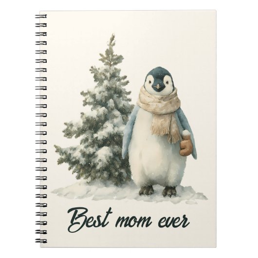 Winter Penguin “Best Mom Ever” Design Notizblock (Vorderseite)