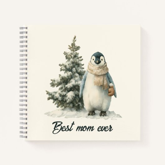 Winter Penguin “Best Mom Ever” Design Notizblock (Vorderseite)
