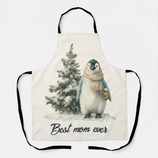 Winter Penguin “Best Mom Ever” Design Schürze (Vorderseite)