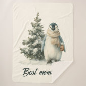 Winter Penguin “Best Mom Ever” Design Sherpadecke (Vorderseite)