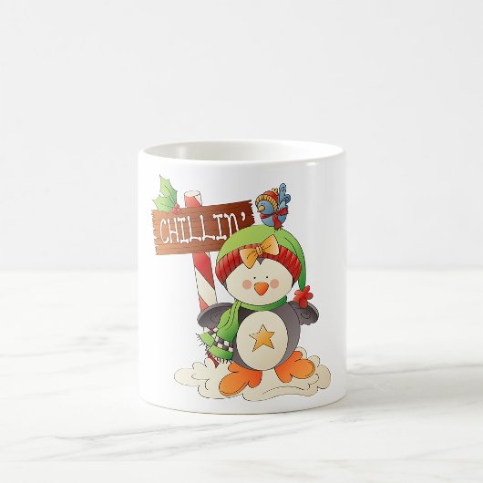 Winter Penguin & Bird Chillin Weihnachtsfeiertag Kaffeetasse