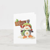 Winter Penguin & Bird Chillin Weihnachtsfeiertag Karte (Vorderseite)