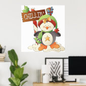 Winter Penguin & Bird Chillin Weihnachtsfeiertag Poster (Heimbüro)