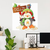 Winter Penguin & Bird Chillin Weihnachtsfeiertag Poster