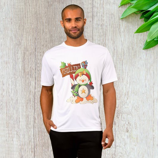 Winter Penguin & Bird Chillin Weihnachtsfeiertag T-Shirt