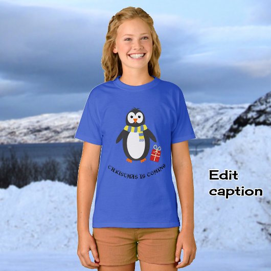 Winter penguin cute playful christmas customize T-Shirt