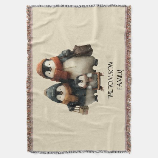 Winter Penguin Family Personalized Design Decke (Vorderseite Vertikal)