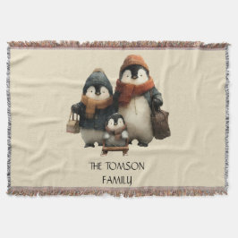 Winter Penguin Family Personalized Design Decke