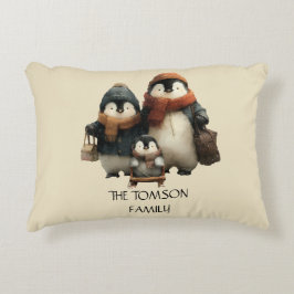Winter Penguin Family Personalized Design Dekokissen