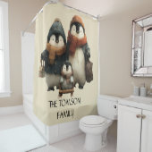 Winter Penguin Family Personalized Design Duschvorhang (Beispiel)