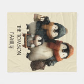 Winter Penguin Family Personalized Design Fleecedecke (Vorderseite (Horizontal))