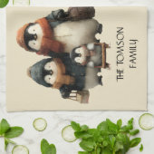 Winter Penguin Family Personalized Design Geschirrtuch (Gefaltet)