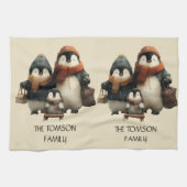 Winter Penguin Family Personalized Design Geschirrtuch (Horizontal)