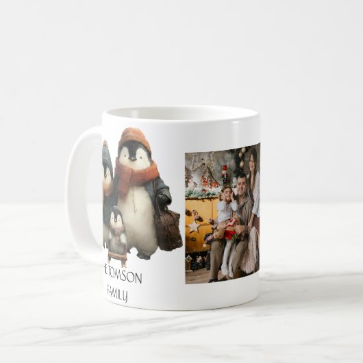 Winter Penguin Family Personalized Design Kaffeetasse (Vorderseite Links)