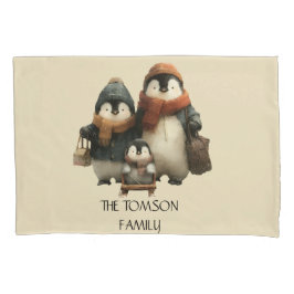Winter Penguin Family Personalized Design Kissenbezug