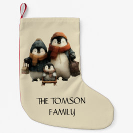 Winter Penguin Family Personalized Design Kleiner Weihnachtsstrumpf