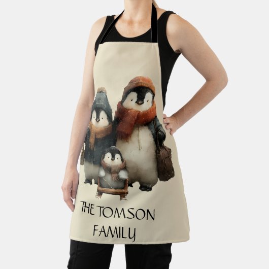 Winter Penguin Family Personalized Design Schürze (InSitu)