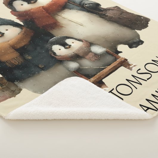 Winter Penguin Family Personalized Design Sherpadecke (3/4)