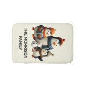 Winter Penguin Family with Snowman Badematte (Vorderseite)