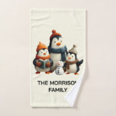 Winter Penguin Family with Snowman Badhandtuch Set (Handtuch)
