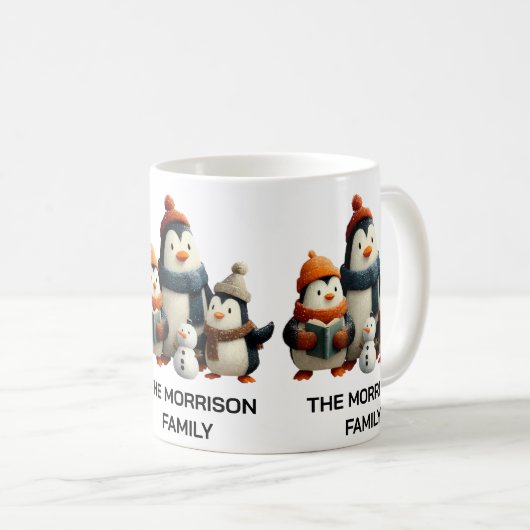 Winter Penguin Family with Snowman Kaffeetasse (VorderseiteRechts)