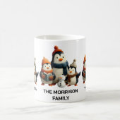 Winter Penguin Family with Snowman Kaffeetasse (Mittel)