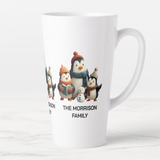 Winter Penguin Family with Snowman Milchtasse (Rechts)