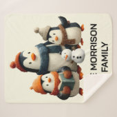 Winter Penguin Family with Snowman Sherpadecke (Vorderseite (Horizontal))