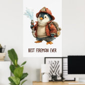 Winter Penguin Firefighter Ping Pong Paddle Poster (Heimbüro)