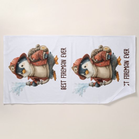 Winter Penguin Firefighter Ping Pong Paddle Strandtuch (Vorderseite)