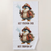 Winter Penguin Firefighter Ping Pong Paddle Strandtuch (Vorderseite)