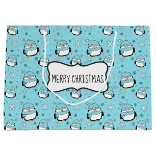 Winter Penguin Geschenktasche (groß) Große Geschenktüte