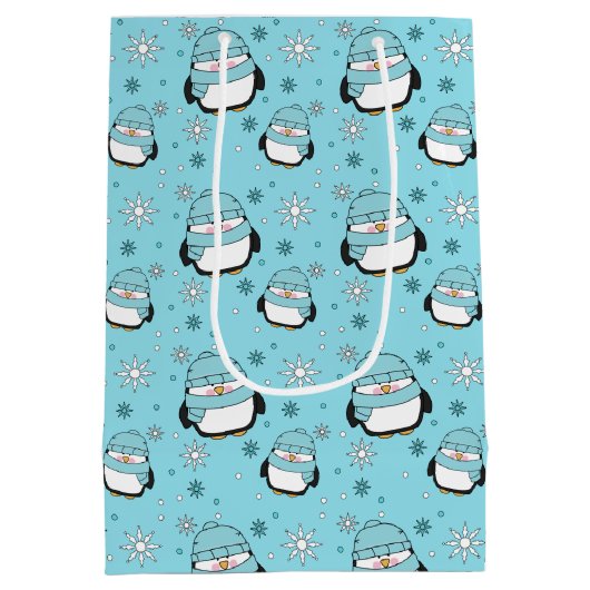 Winter Penguin Geschenktasche (Mittel) Mittlere Geschenktüte (Rückseite)